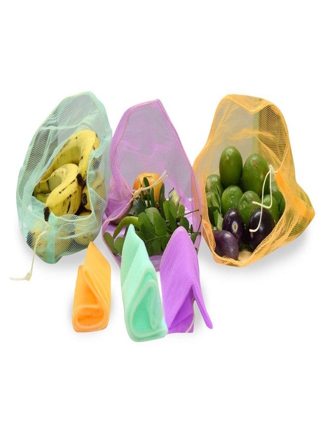 SAI PRASEEDA Fridge Storage Vegetable Net Bag_Fruits Storage Bag_Net Fridge Organizer Pack of 12 Multi Color with Knife_Peeler SP3 - Image 3
